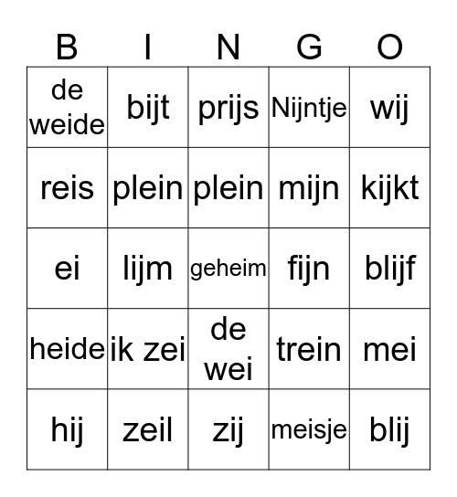 Woordzoeker ei of ij? Bingo Card