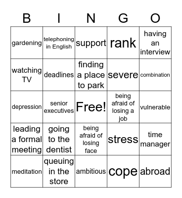 Stress!!! Bingo Card