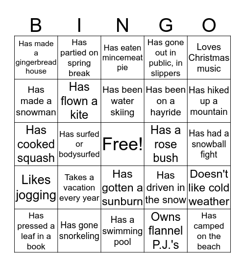 HUMAN BINGO Card