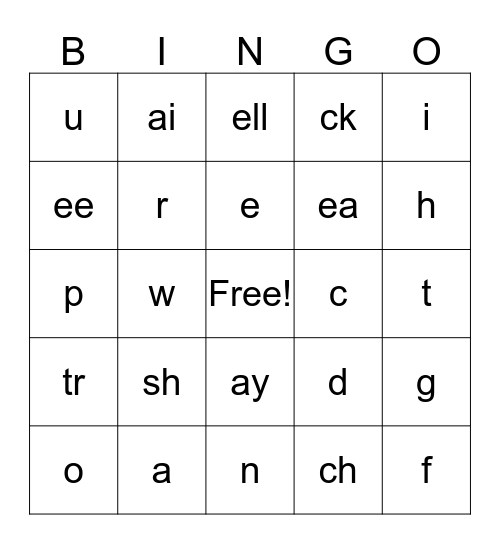 发音游戏 Bingo Card