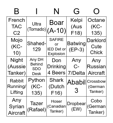 OIR VID BINGO CARD Bingo Card