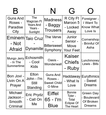 Muziek bingo BIOborrel Bingo Card