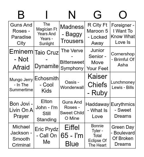 Muziek bingo BIOborrel Bingo Card
