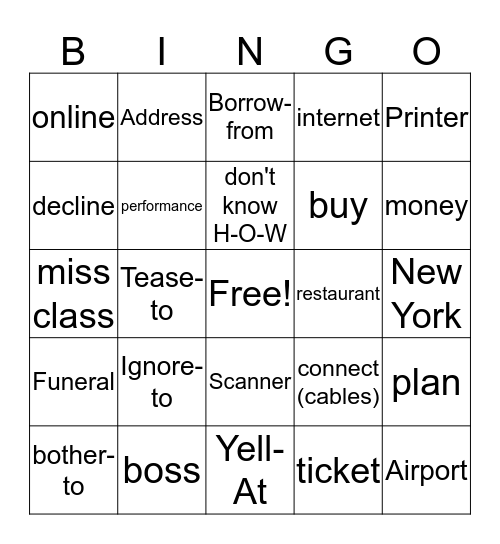 Unit 8 Requests Bingo Card