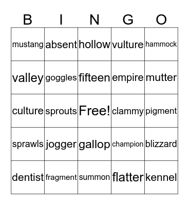 Unit 2 Week 5 Bingo Card