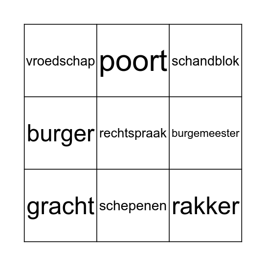 Middeleeuwse bingo Card