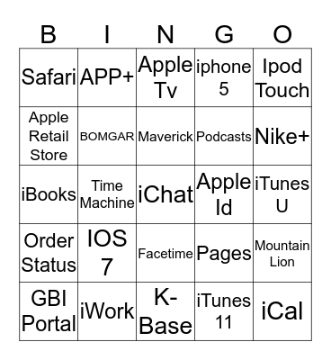 APPLE CARE 101  Bingo Card