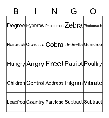 Medial Position R Blends Bingo Card