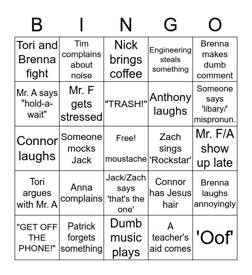 DRAFTING Bingo Card