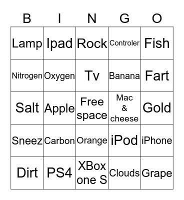 Three states of matter Bingo Card