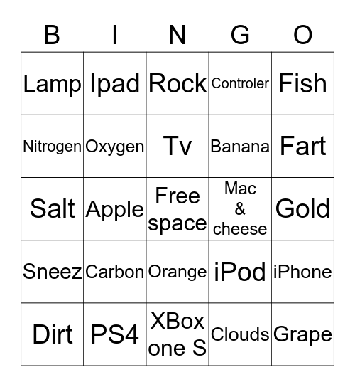 Three states of matter Bingo Card