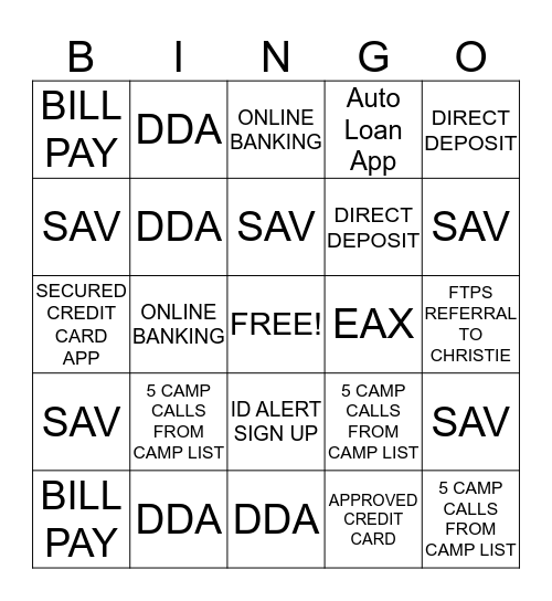 TELLER BINGO Card