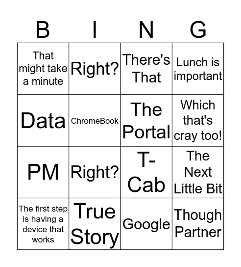 Duane Weeks Bingo Card