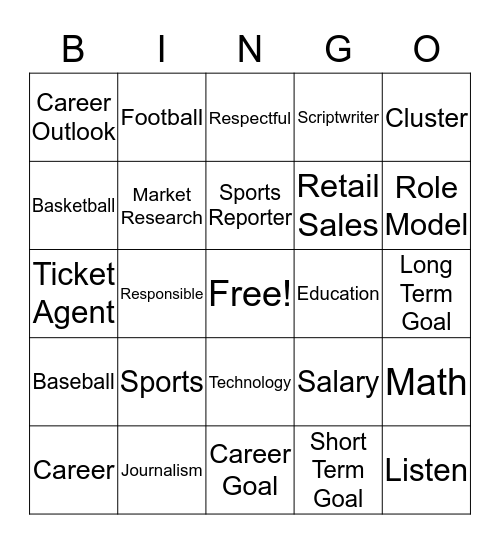 Career Bingo Card