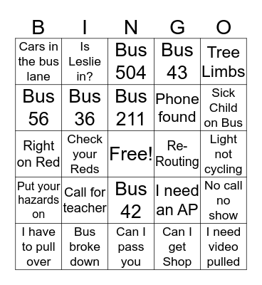Dispatch Bingo Card