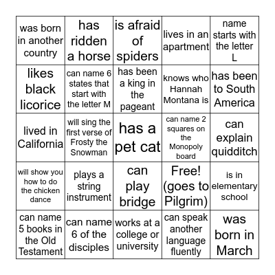 Find Someone Who... Bingo Card