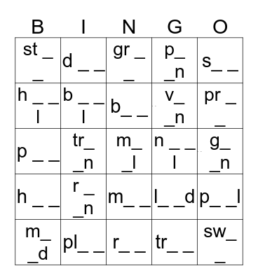 long a sound ai  or ay Bingo Card