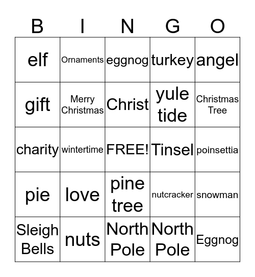 CHRISTMAS Bingo Card