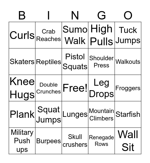 Fit fun w/Fit fam Bingo Card