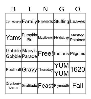 TURKEY HUNT Bingo Card