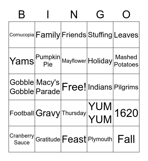 TURKEY HUNT Bingo Card