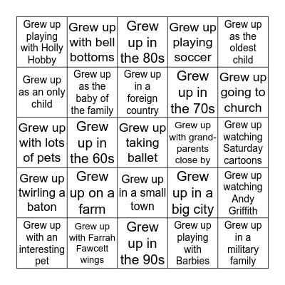 Growing Up in Him-------------------Find someone who... Bingo Card