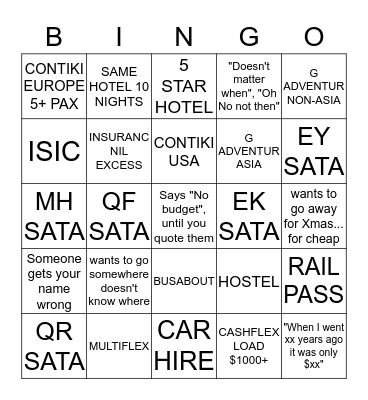STA Bingo Card