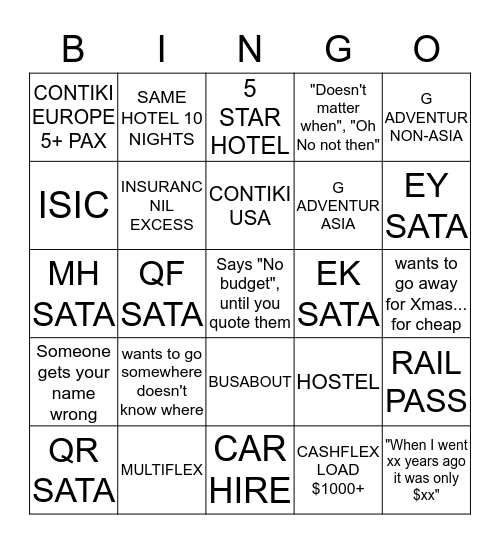 STA Bingo Card