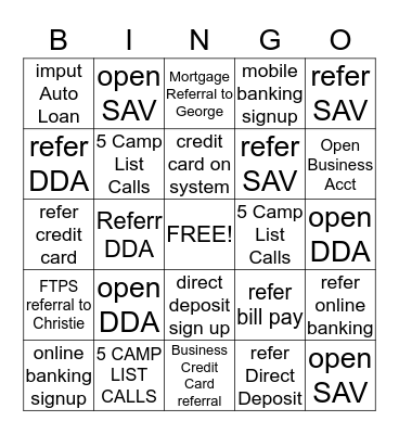 FSR BINGO Card