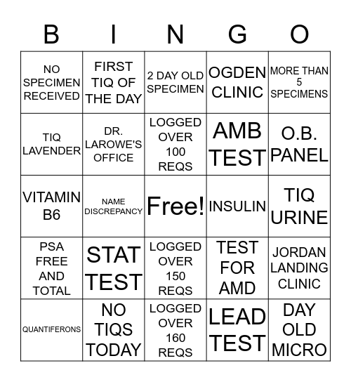 QUEST PROCESSING BINGO Card