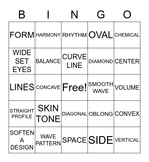 PRINCIPLE OF HAIR DESIGN Bingo Card