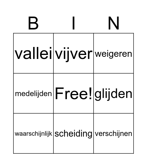 Leseenheid 10 les 5 Bingo Card
