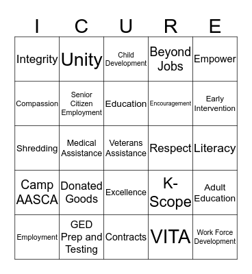 UNITY WEEK BINGO Card