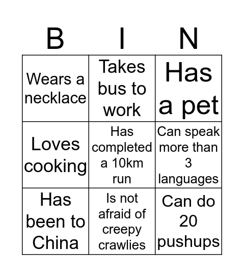 Play Bingo! Bingo Card