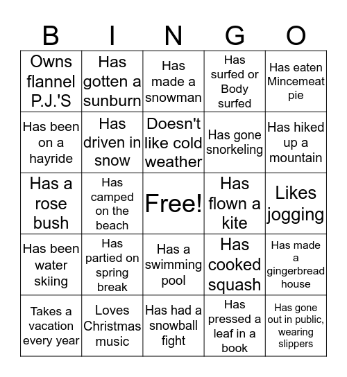HUMAN BINGO Card