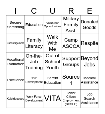 Unity Week Bingo Card