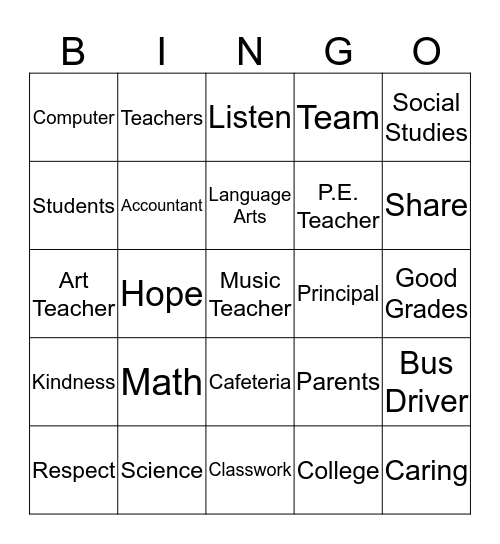 Career Bingo Card