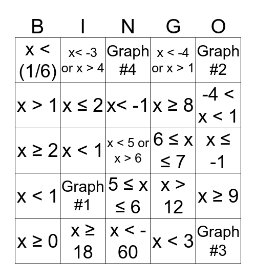 Math Bingo Card