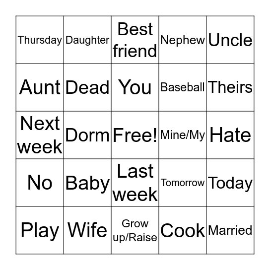Units 4-6 Bingo Card