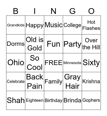 Birthday Girls Bingo Game Bingo Card