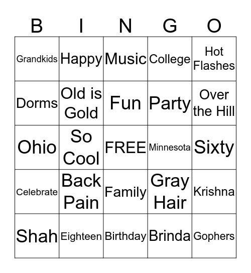 Birthday Girls Bingo Game Bingo Card