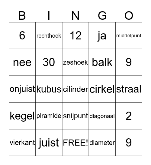 Bingo in de ruimte 1TH Bingo Card