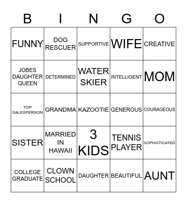 JUDI'S 70TH BIRTHDAY BINGO Card