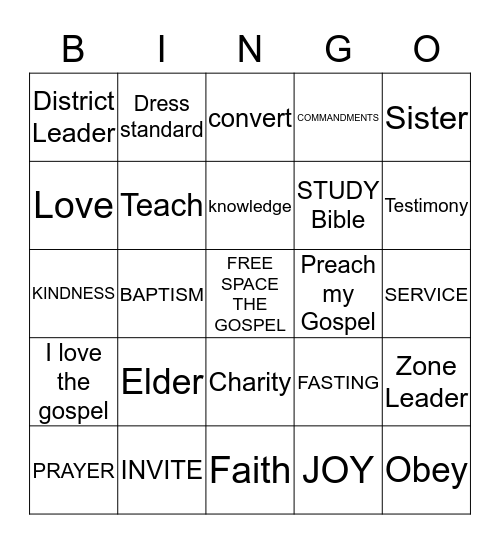 BECOMING A MISSIONARY/Missionary Terms Bingo Card