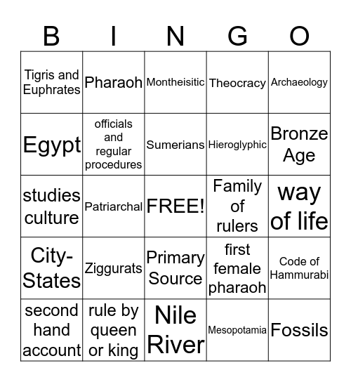 River Valley Bingo Card