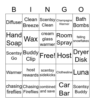 Scentsy Bingo Card