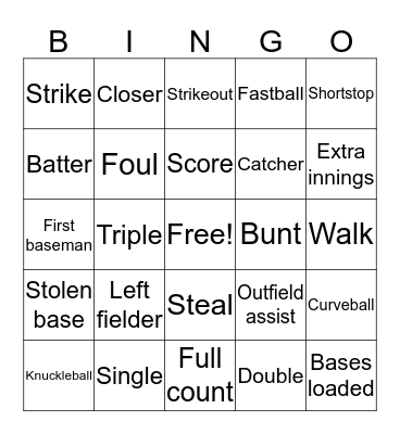 MU Baseball Bingo Card