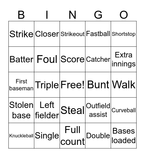 MU Baseball Bingo Card