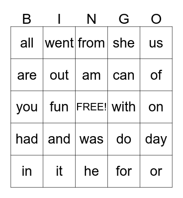 Untitled Bingo Card