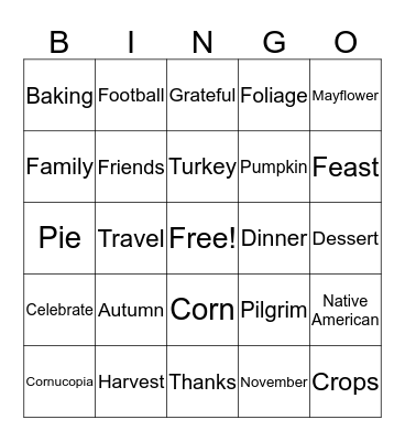 Thanksgiving Bingo Card